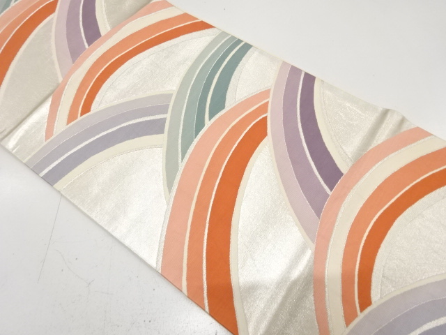 変わり青海波模様織り出し　袋帯